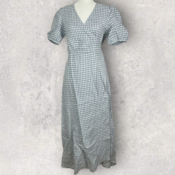 Reformation 100% Linen Weiss Dress Womens Size Large $278 USD NEW Wrap Maxi Boho - Picture 8 of 16